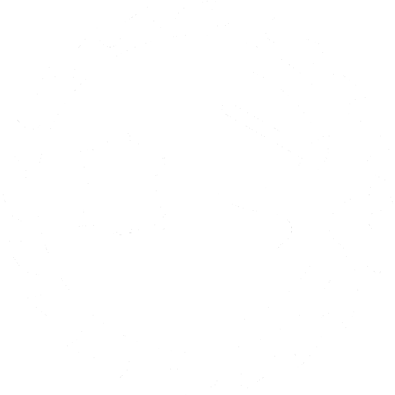 Dueldor's Creations logo white — circular saw blade with leather hide, hammer, and anvil representing fabrication and craftsmanship, part of Hammer, Ash & Chrome